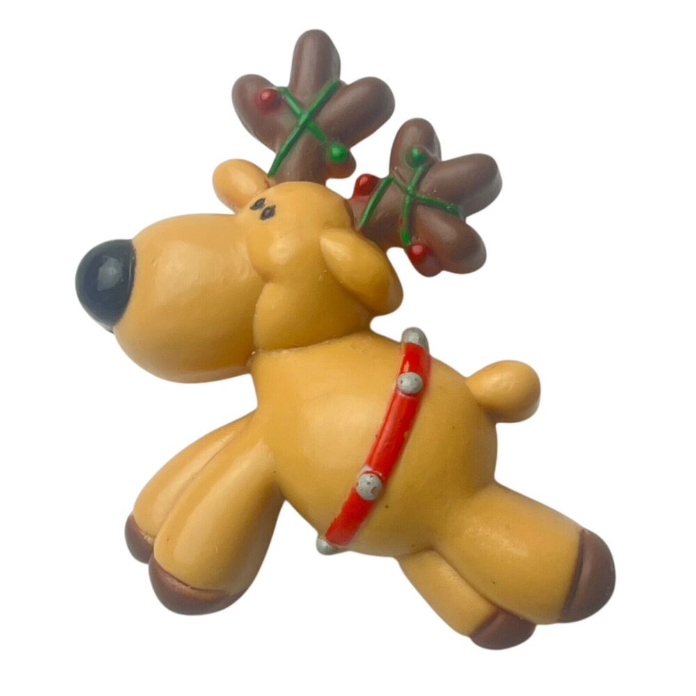 Vintage 1980s Russ Christmas Pin Reindeer Lights Antlers Holiday Brooch - Cute!